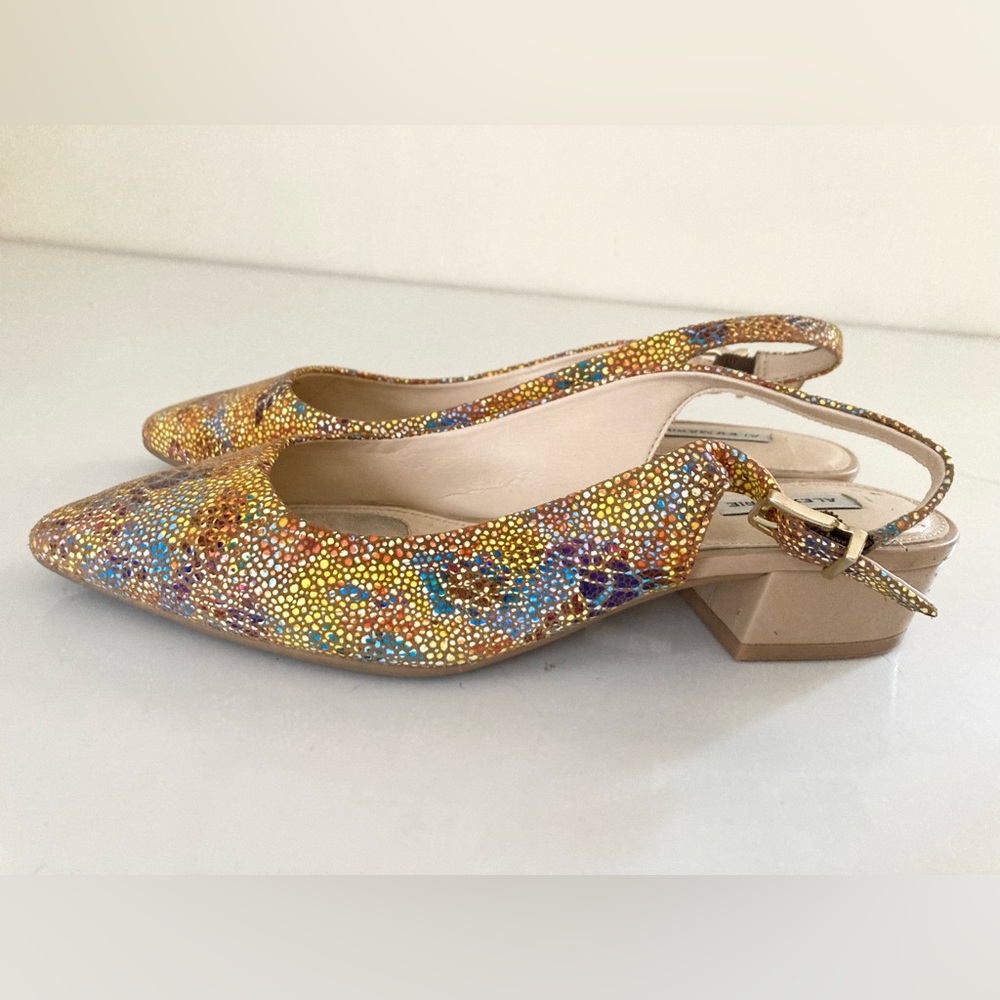 Alex Marie Mosaic Sling Back Women's Shoes Size 6M Multicolor Block Heel